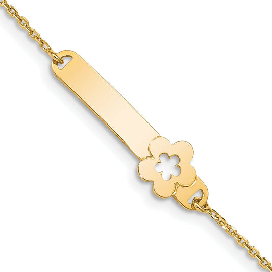 5.5 Inch 14K Children'S Polished Flower W/1In Ext. Id Bracelet
