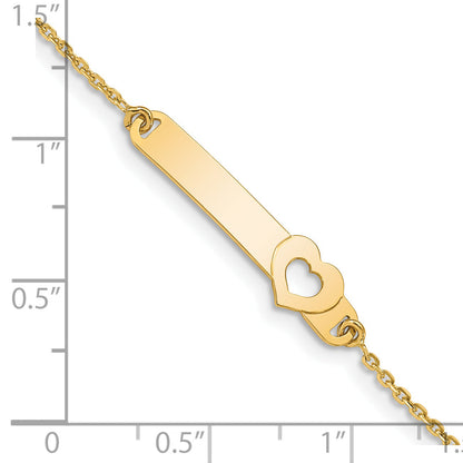 5.5 Inch 14K Children'S Polished Heart W/1In Ext. Id Bracelet