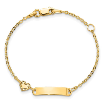 5.5 Inch 14K Polished Id With Heart Childrens Bracelet