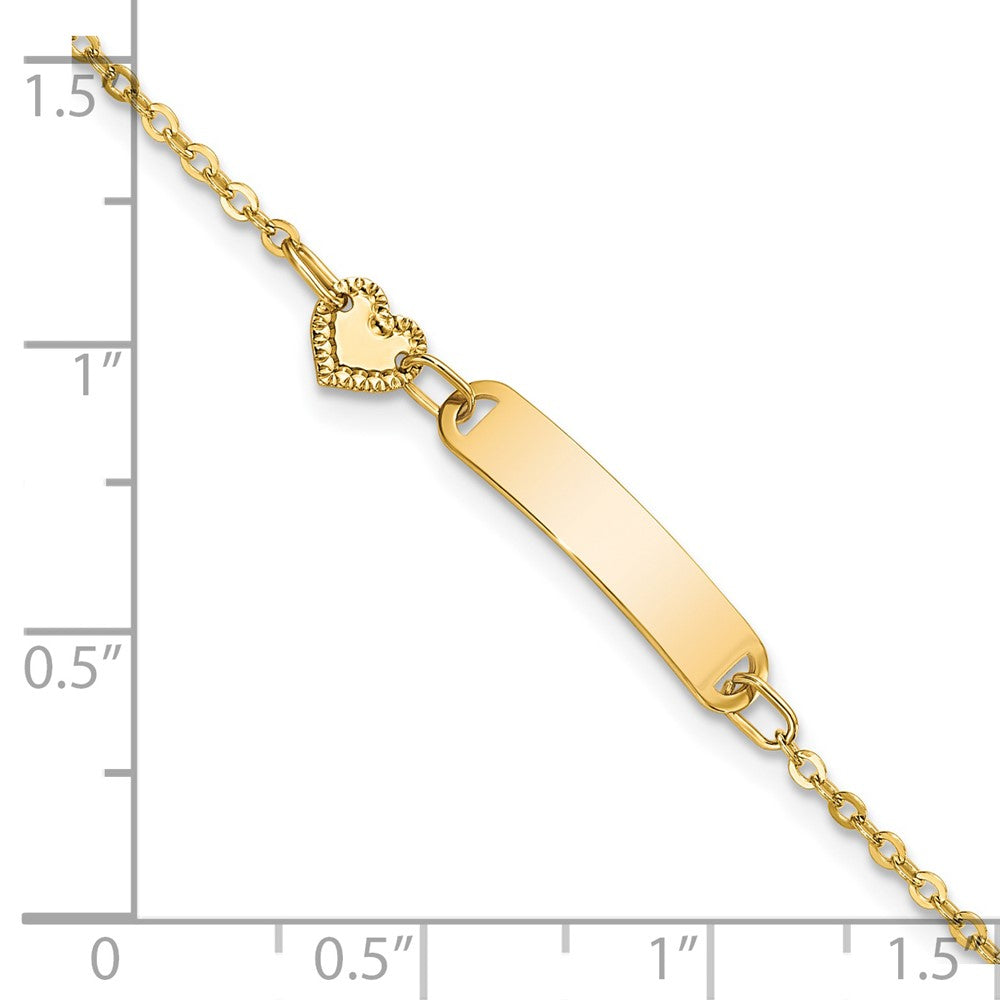 5.5 Inch 14K Polished Id With Heart Childrens Bracelet
