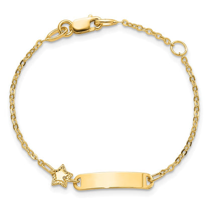 5.5 Inch 14K Polished Id With Star Childrens Bracelet