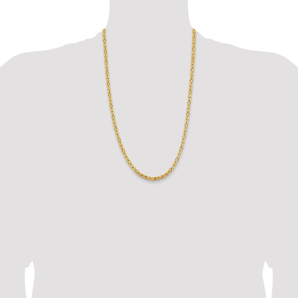 14k Yellow Gold 4mm Byzantine Chain Necklace