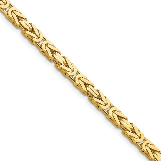 14K Yellow Gold 22 Inch 4mm Byzantine With Lobster Clasp Chain Necklace