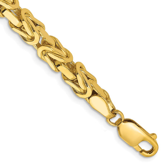 14K Yellow Gold 9 Inch 5.25mm Byzantine With Lobster Clasp Chain Bracelet