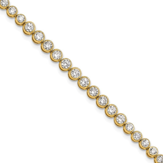 14k Yellow Gold 3 Ct. Lab Grown Diamond VS/SI+ G+ 7 inch Bezel Set Tennis Bracelet