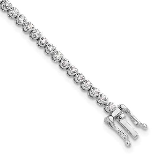 14k White Gold 1 Ct. Lab Grown Diamond VS/SI+ G+ Round Tennis Bracelet