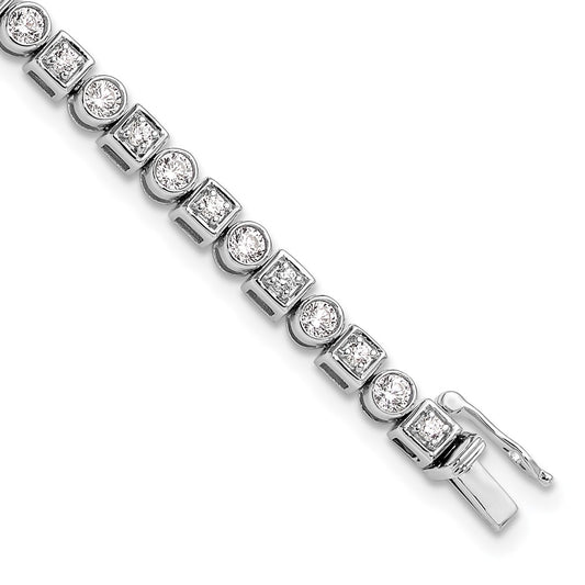 14k White Gold 2 1/8 Ct. Lab Grown Diamond VS/SI+ G+ 6.75 inch Fancy Shapes Bracelet