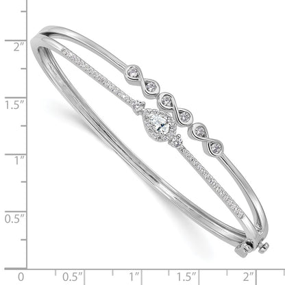 14k White Gold 3/4 Ct. Lab Grown Diamond VS/SI+ G+ Double Strand Infinity and Pear Bangle Bracelet