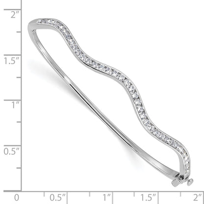 14k White Gold 1 1/4 Ct. Lab Grown Diamond VS/SI+ G+ Wavy Bangle Bracelet