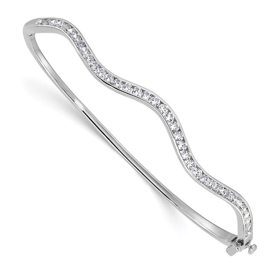 14k White Gold 1 1/4 Ct. Lab Grown Diamond VS/SI+ G+ Wavy Bangle Bracelet