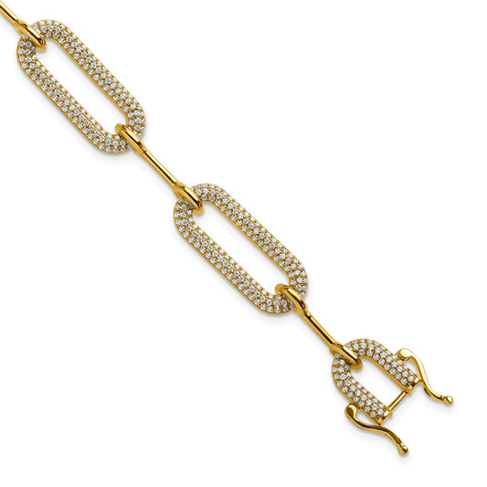 14K Yellow Gold 3 1/4 Carat Lab Grown Diamond Vs/Si+ G+ Fashion Link Bracelet