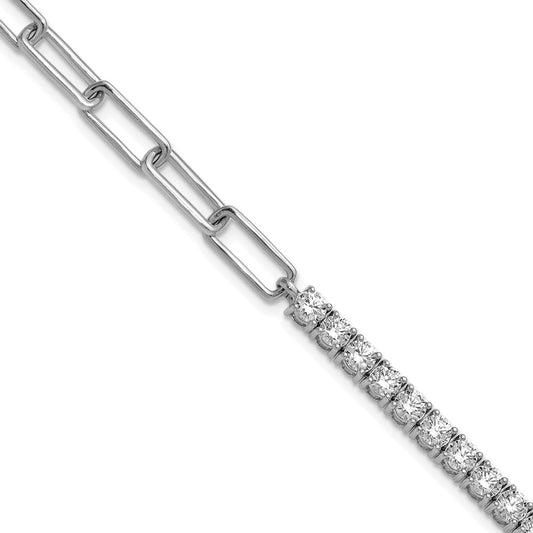 14k White Gold 3 3/4 Ct. Lab Grown Diamond VS/SI+ G+ Half Paperclip 7 inch with an 1 inch exension Bracelet