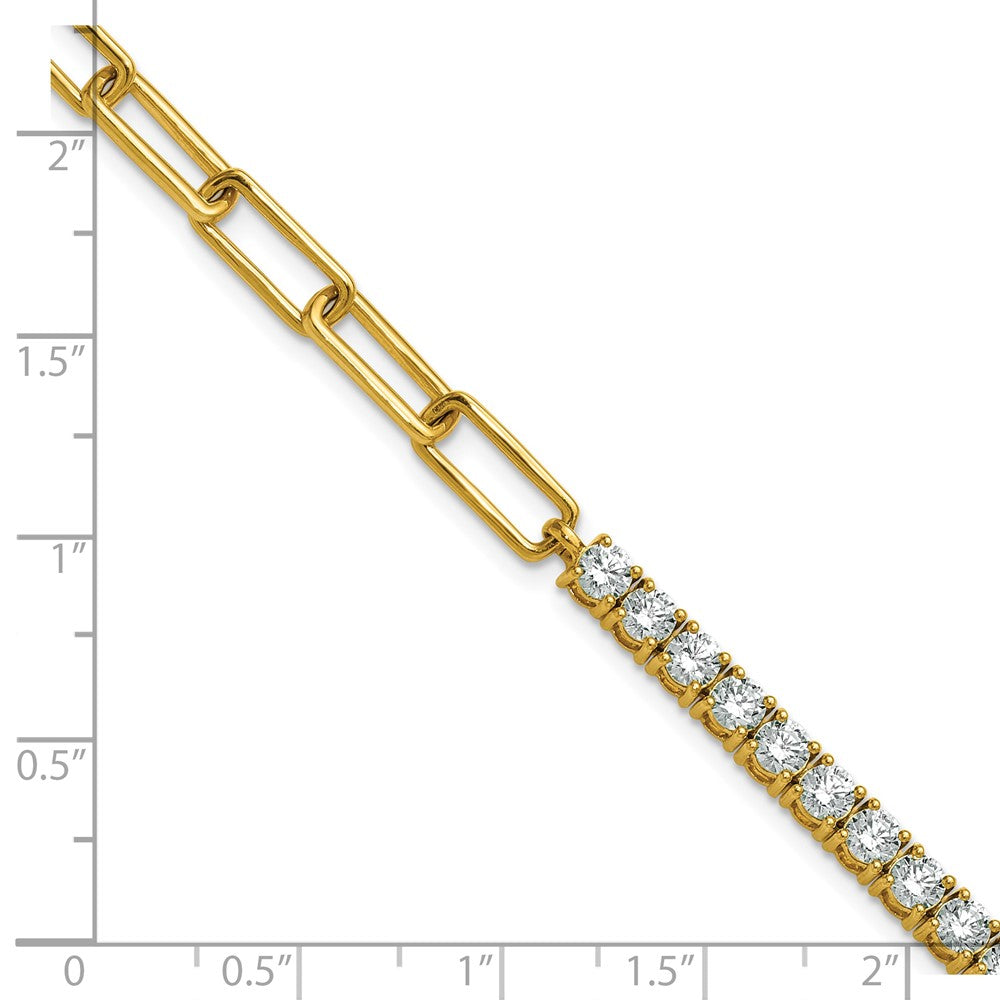 14k Yellow Gold 3 3/4 Ct. Lab Grown Diamond VS/SI+ G+ Half Paperclip 7 inch with an 1 inch exension Bracelet