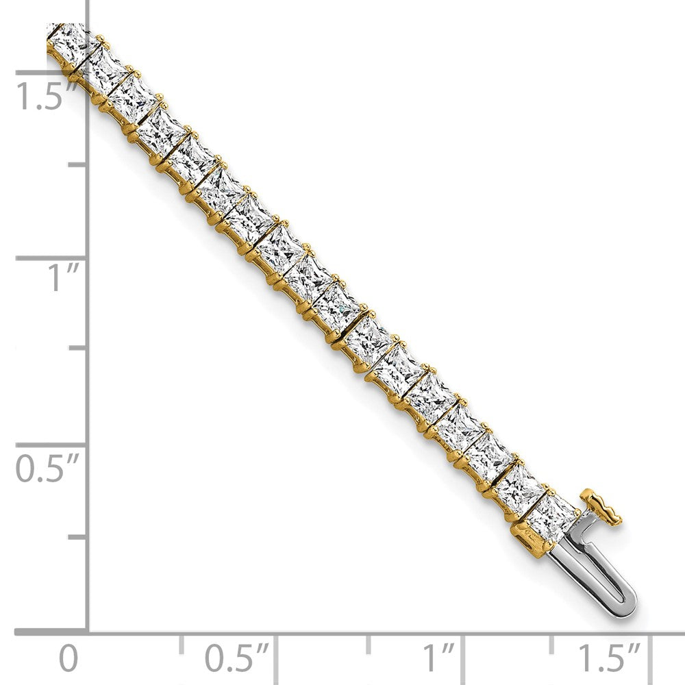 14k Yellow Gold 7 Ct. Lab Grown Diamond VS/SI+ G+ Princess Tennis Bracelet
