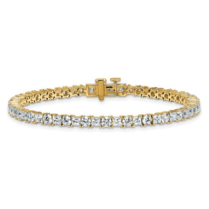14K Yellow Gold 7 Carat Lab Grown Diamond Vs+ F+ Complete Princess And Round Tennis Bracelet