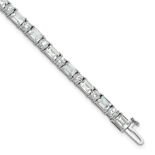 14K White Gold 10 Carat Certified Lab Grown Diamond Vs+ F+ Complete Emerald And Round Tennis Bracelet