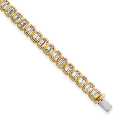 14K Yellow Gold 6 1/2 Carat Certified Lab Grown Diamond Vs+ F+ Emerald Bezel Set Tennis Bracelet