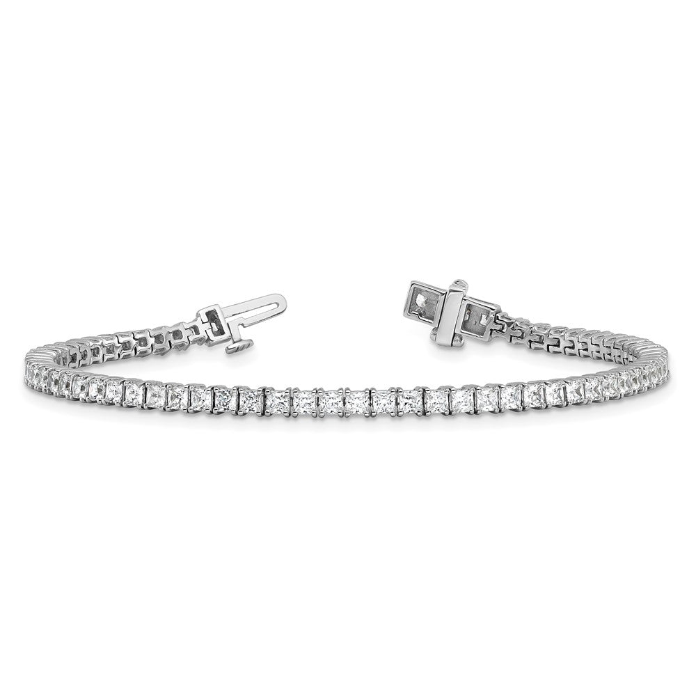 14K White Gold 5 Carat Lab Grown Diamond Vs+ F+ Complete Princess Prong Set Tennis Bracelet