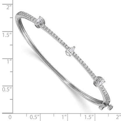 14k White Gold 1 1/4 Ct. Lab Grown Diamond VS/SI+ G+ Round and Pear Hinged Bangle Bracelet