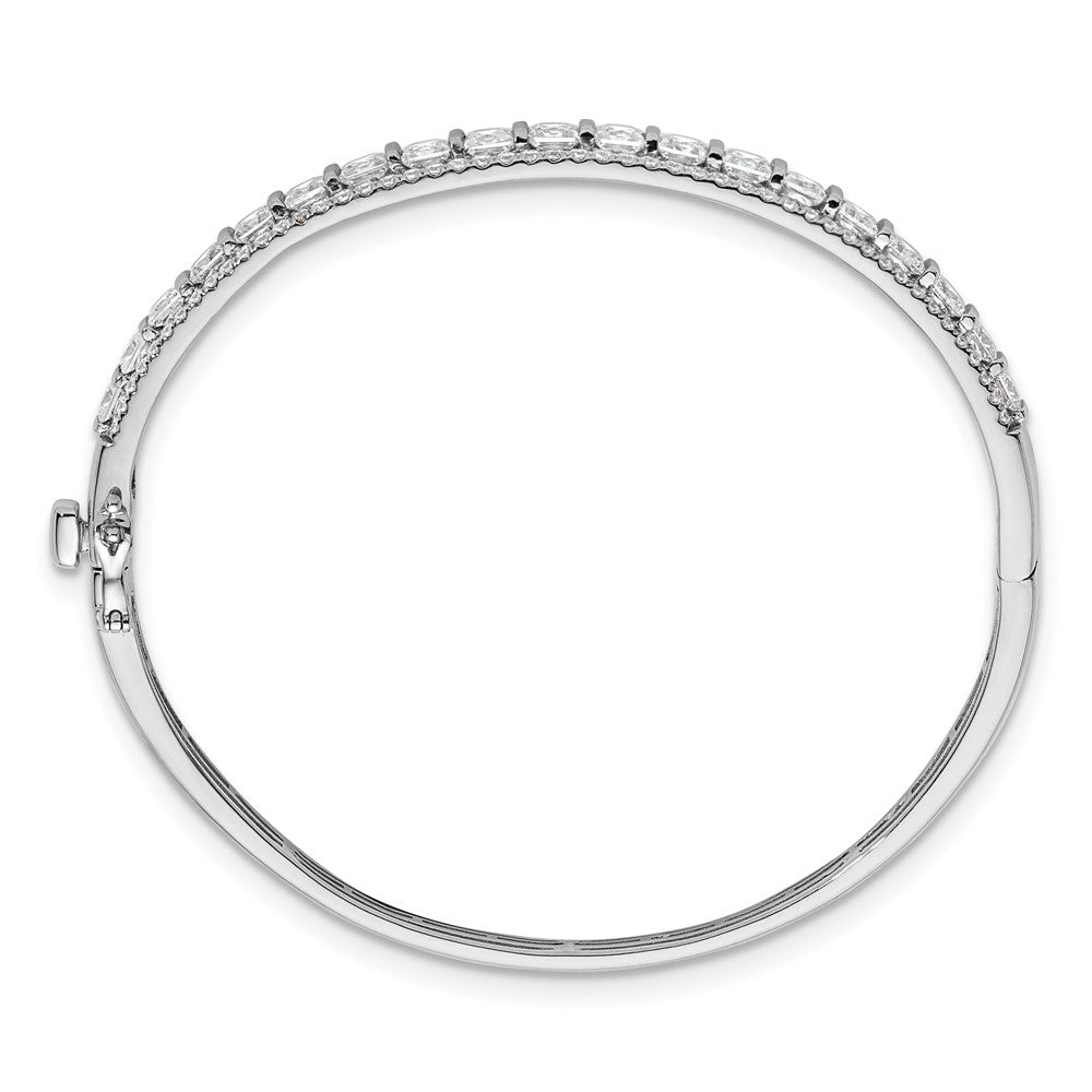 14k White Gold 5 Ct. Lab Grown Diamond VS/SI+ G+ Round and Princess Hinged Bangle Bracelet