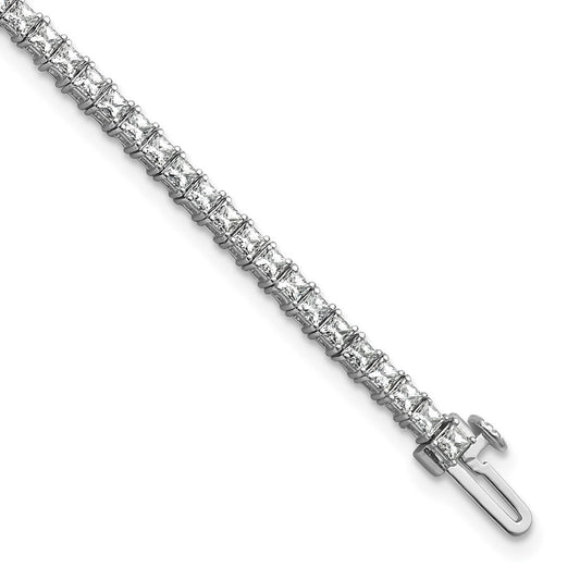 14K White Gold 4Ctw Vs/Si+ G+ Lab Grown Princess Diamond Tennis Bracelet