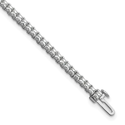 14K White Gold Wg Certified 4Ctw Vs Def Lab Grown Princess Diamond Tennis Bracelet