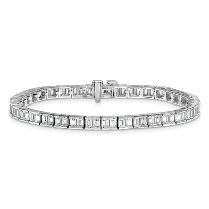 14K White Gold 7 3/8 Carat Lab Grown Diamond Vs/Si+ G+ Emerald Bezel Set Tennis Bracelet