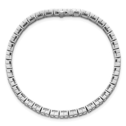 14K White Gold 7 3/8 Carat Lab Grown Diamond Vs/Si+ G+ Emerald Bezel Set Tennis Bracelet