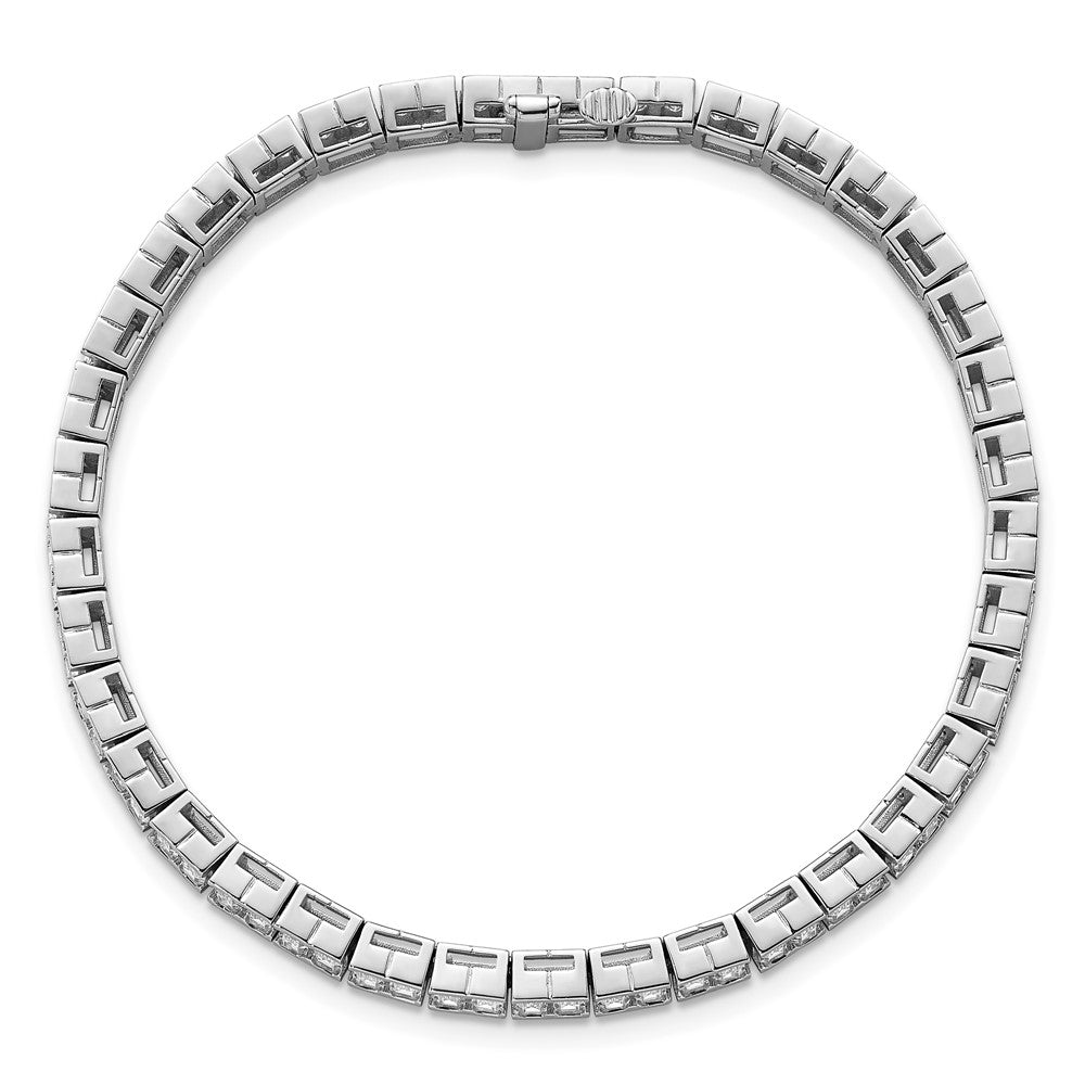 14K White Gold 7 3/8 Carat Certified Lab Grown Diamond Vs/Si+ G+ Emerald Bezel Set Tennis Bracelet