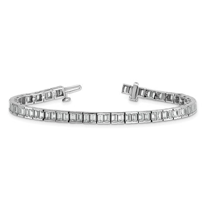 14K White Gold 7 3/8 Carat Lab Grown Diamond Vs/Si+ G+ Emerald Bezel Set Tennis Bracelet