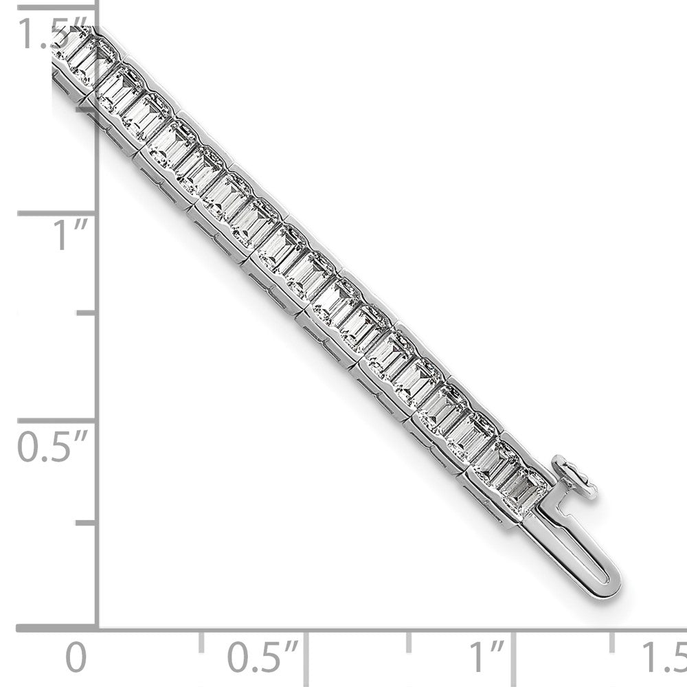 14K White Gold 7 3/8 Carat Certified Lab Grown Diamond Vs/Si+ G+ Emerald Bezel Set Tennis Bracelet