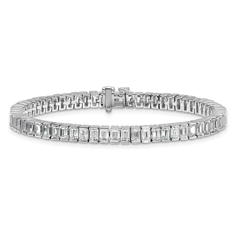 14K White Gold 10 Carat Lab Grown Diamond Vs/Si+ G+ Emerald Bezel Set Tennis Bracelet