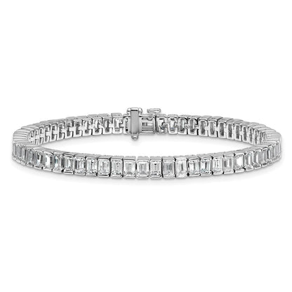 14K White Gold 10 Carat Lab Grown Diamond Vs/Si+ G+ Emerald Bezel Set Tennis Bracelet