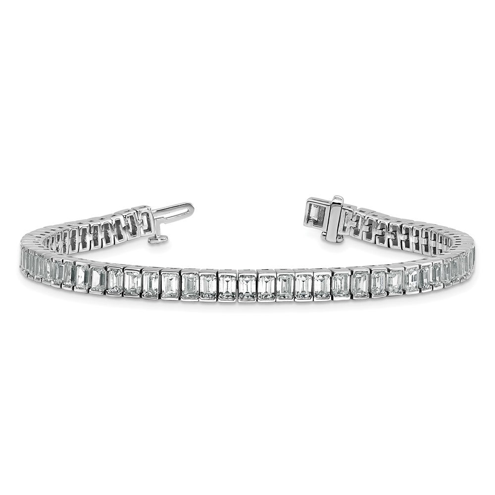 14K White Gold 10 Carat Lab Grown Diamond Vs/Si+ G+ Emerald Bezel Set Tennis Bracelet