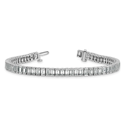 14K White Gold 10 Carat Lab Grown Diamond Vs/Si+ G+ Emerald Bezel Set Tennis Bracelet