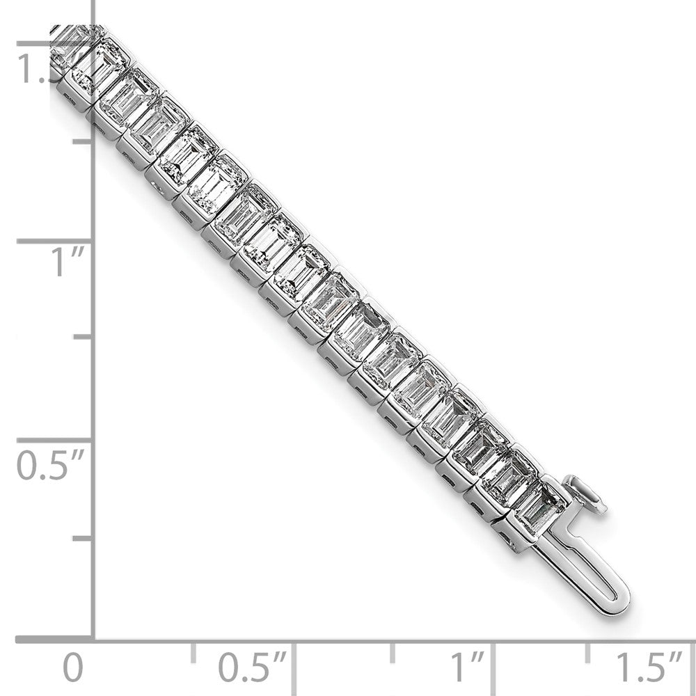 14K White Gold 10 Carat Lab Grown Diamond Vs/Si+ G+ Emerald Bezel Set Tennis Bracelet