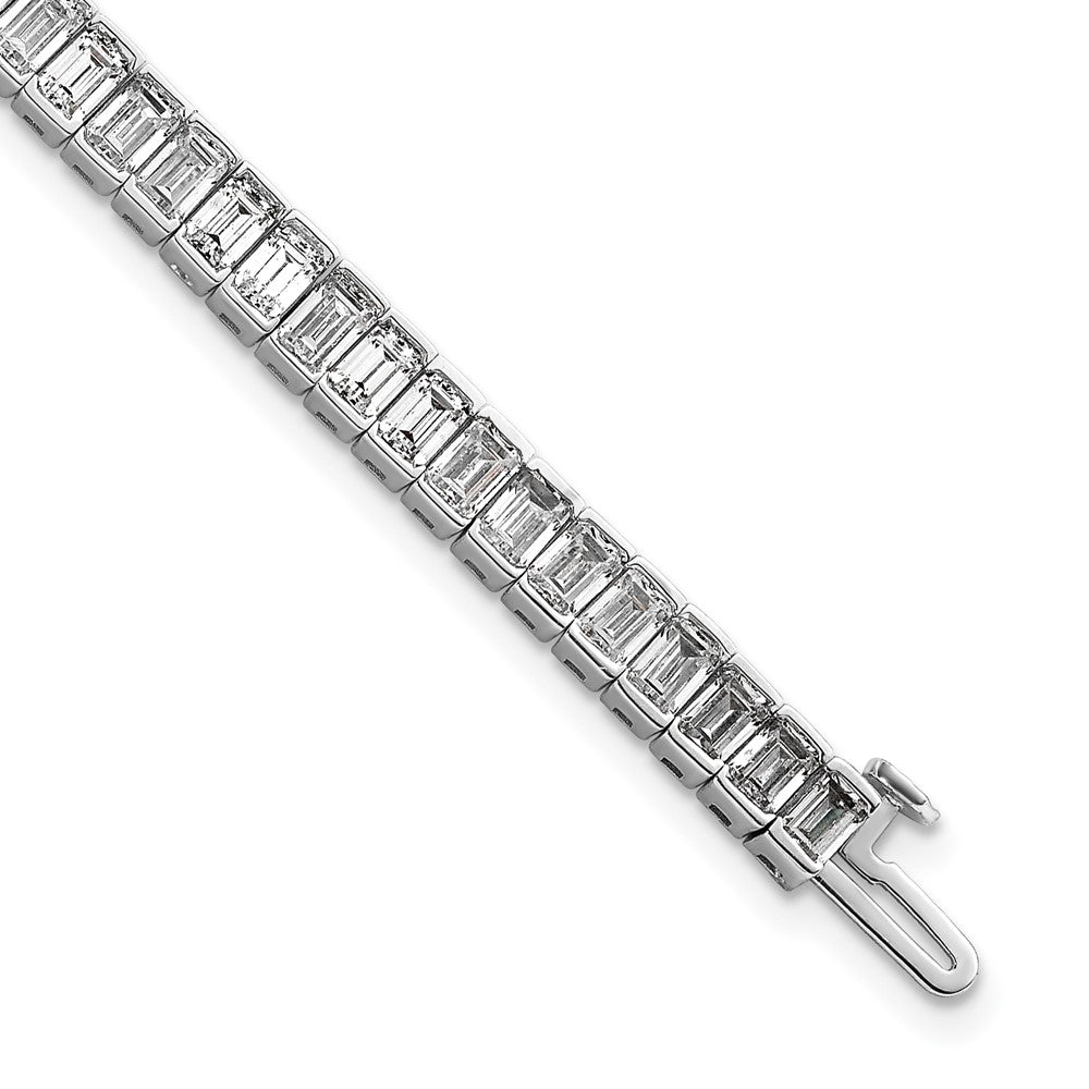 14K White Gold 10 Carat Lab Grown Diamond Vs/Si+ G+ Emerald Bezel Set Tennis Bracelet
