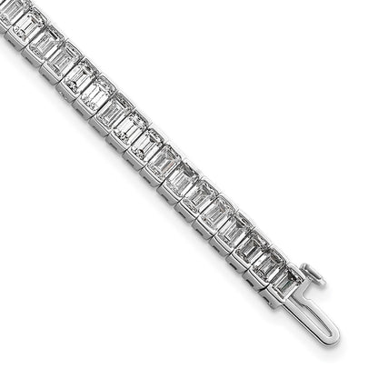 14K White Gold 10 Carat Lab Grown Diamond Vs/Si+ G+ Emerald Bezel Set Tennis Bracelet