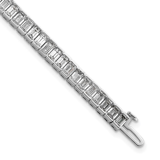 14K White Gold 10 Carat Lab Grown Diamond Vs/Si+ G+ Emerald Bezel Set Tennis Bracelet