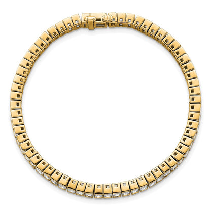 14K Yellow Gold 10 Carat Lab Grown Diamond Vs/Si+ G+ Emerald Bezel Set Tennis Bracelet