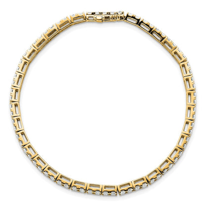 14K Yellow Gold 7 Carat Certified Lab Grown Diamond Vs+ F+ Emerald Bezel Set Tennis Bracelet