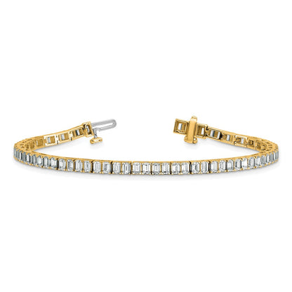 14K Yellow Gold 7 Carat Certified Lab Grown Diamond Vs+ F+ Emerald Bezel Set Tennis Bracelet