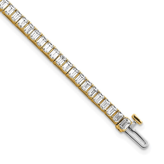 14K Yellow Gold 7 Carat Certified Lab Grown Diamond Vs+ F+ Emerald Bezel Set Tennis Bracelet