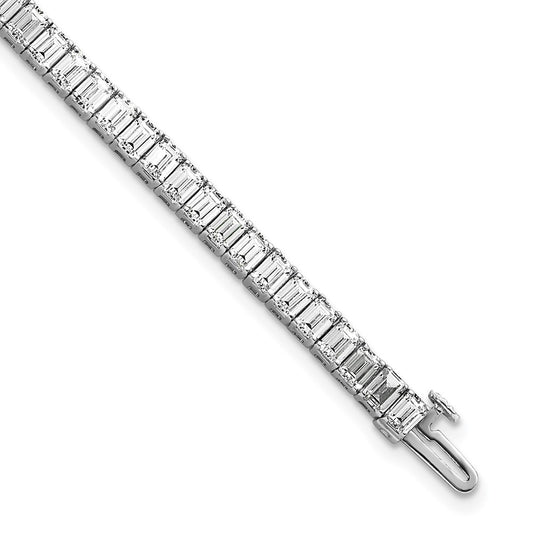 14K White Gold 10 Carat Certified Lab Grown Diamond Vs+ F+ Emerald Bezel Set Tennis Bracelet
