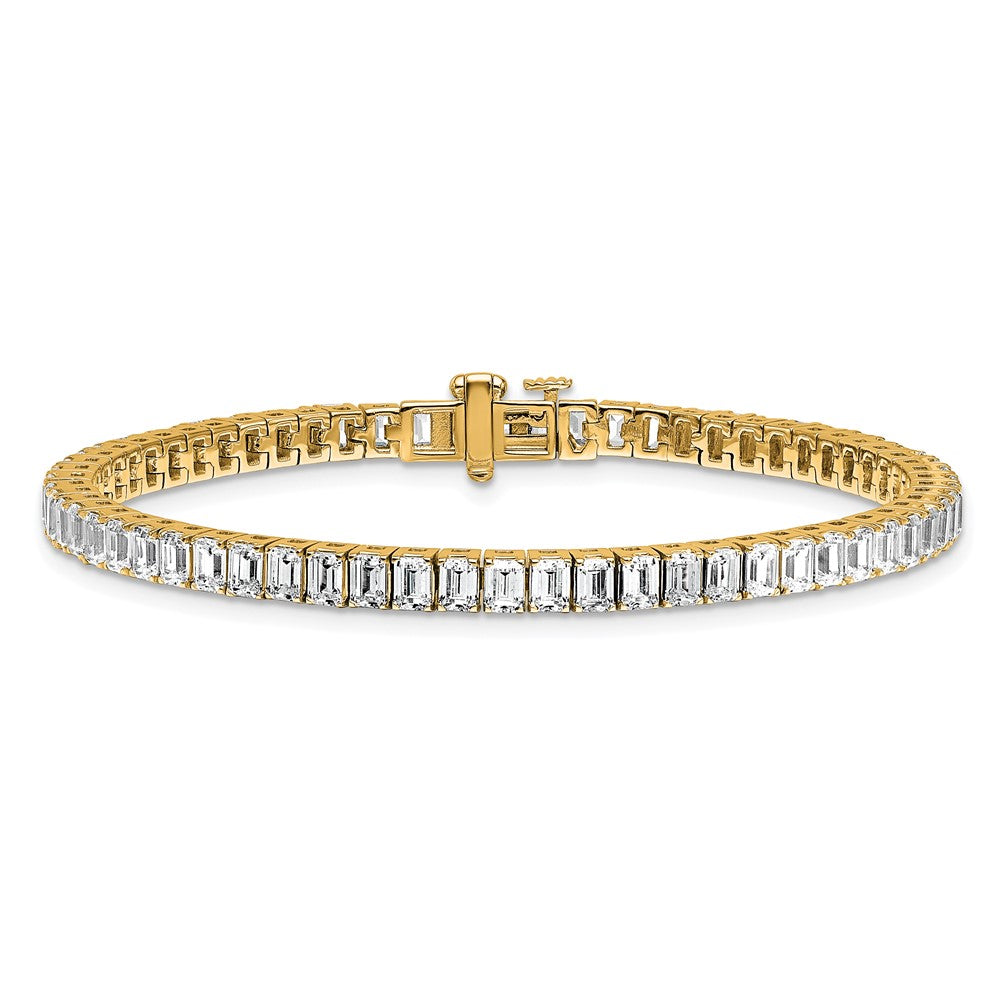 14K Yellow Gold 10 Carat Certified Lab Grown Diamond Vs+ F+ Emerald Bezel Set Tennis Bracelet