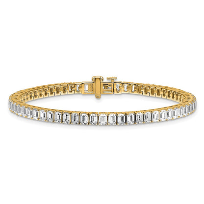 14K Yellow Gold 10 Carat Certified Lab Grown Diamond Vs+ F+ Emerald Bezel Set Tennis Bracelet