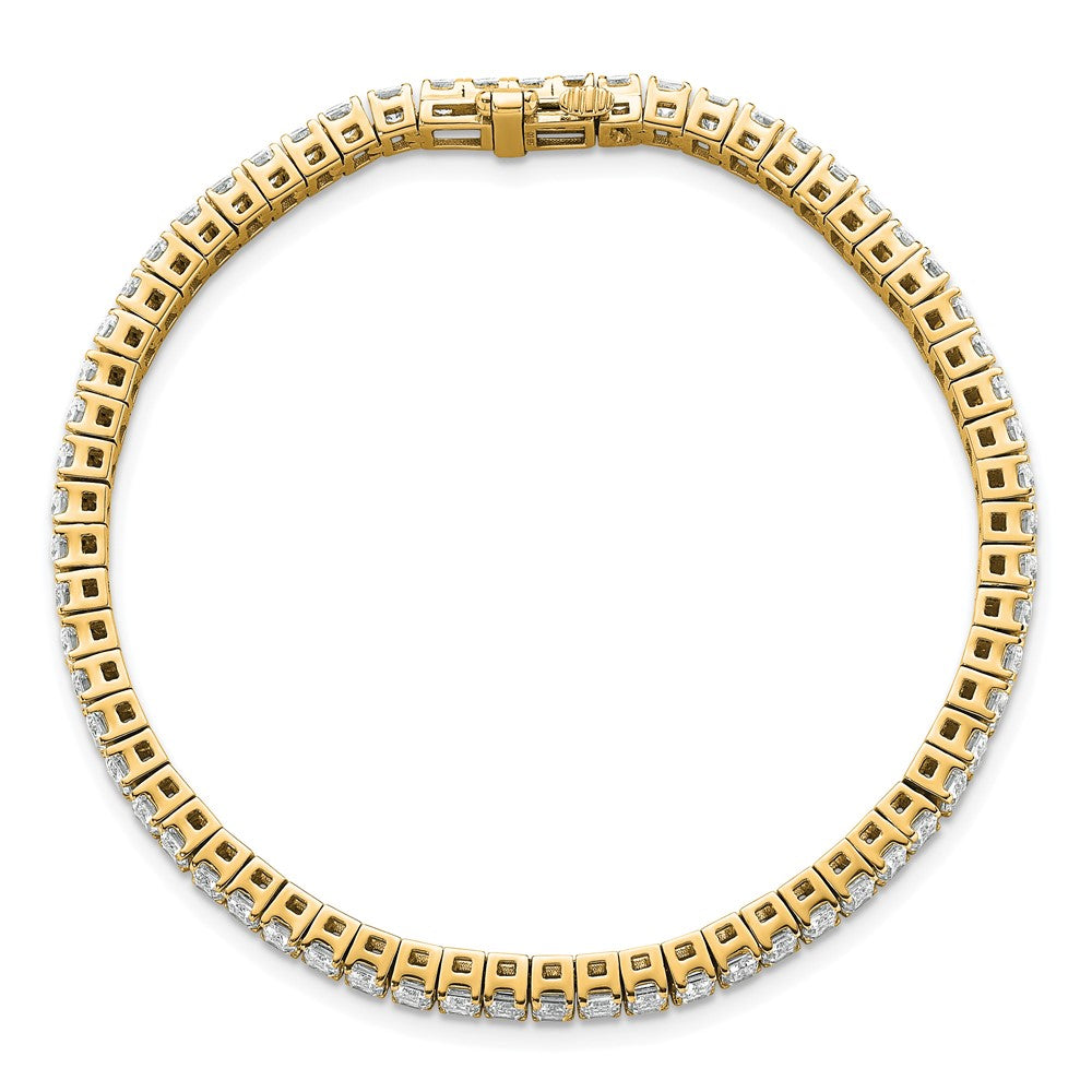 14K Yellow Gold 10 Carat Certified Lab Grown Diamond Vs+ F+ Emerald Bezel Set Tennis Bracelet