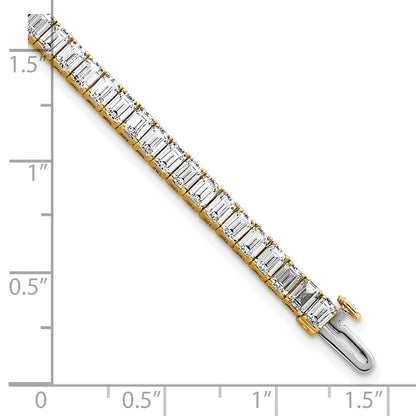 14K Yellow Gold 10 Carat Lab Grown Diamond Vs+ F+ Emerald Bezel Set Tennis Bracelet