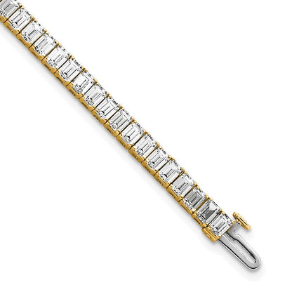 14K Yellow Gold 10 Carat Certified Lab Grown Diamond Vs+ F+ Emerald Bezel Set Tennis Bracelet