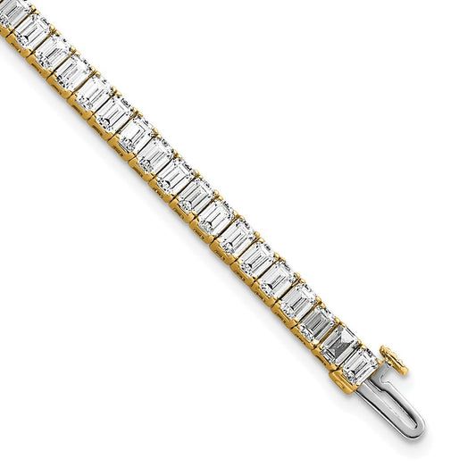 14K Yellow Gold 10 Carat Certified Lab Grown Diamond Vs+ F+ Emerald Bezel Set Tennis Bracelet